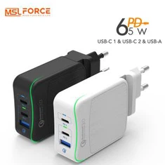 65w usb c pd qc3.0 3-porttinen seinälaturi